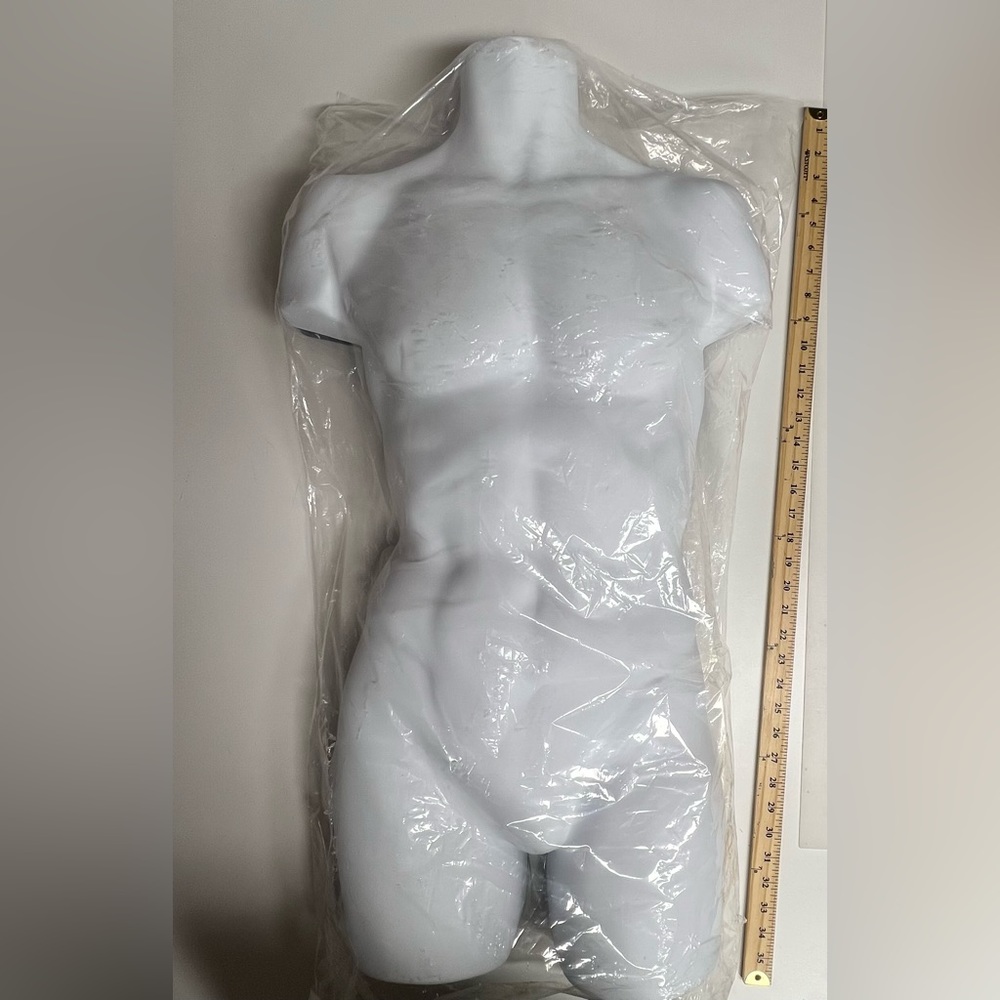 Half Round male torso display form, half Mannequin, only- white